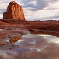 Desert Monolith After Rain  Arches National Park Reflection Landscape