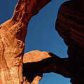 Double Arch Sentinel, Arches National Park Red Rock Formations and Deep Blue Sky